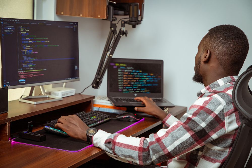 A developer shipping code from the studio